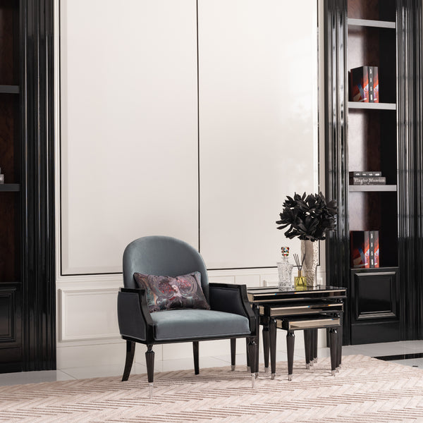 La Francaise Black Accent Chair - Azure