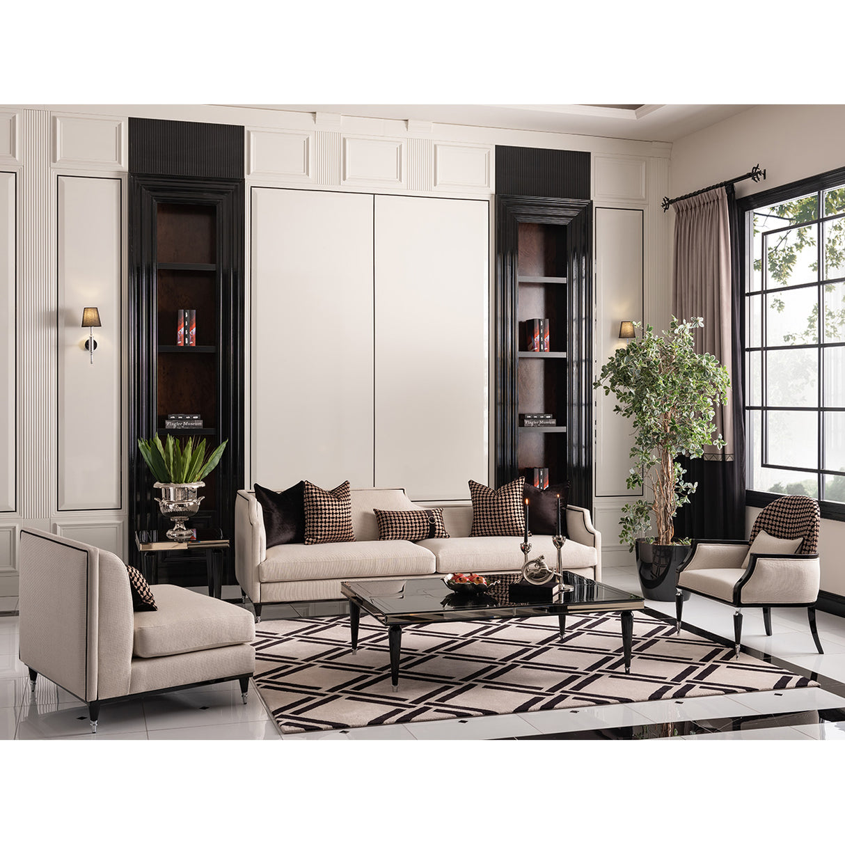 La Francaise Black Accent Chair - Café Au Lait from Michael Amini - Luna Furniture