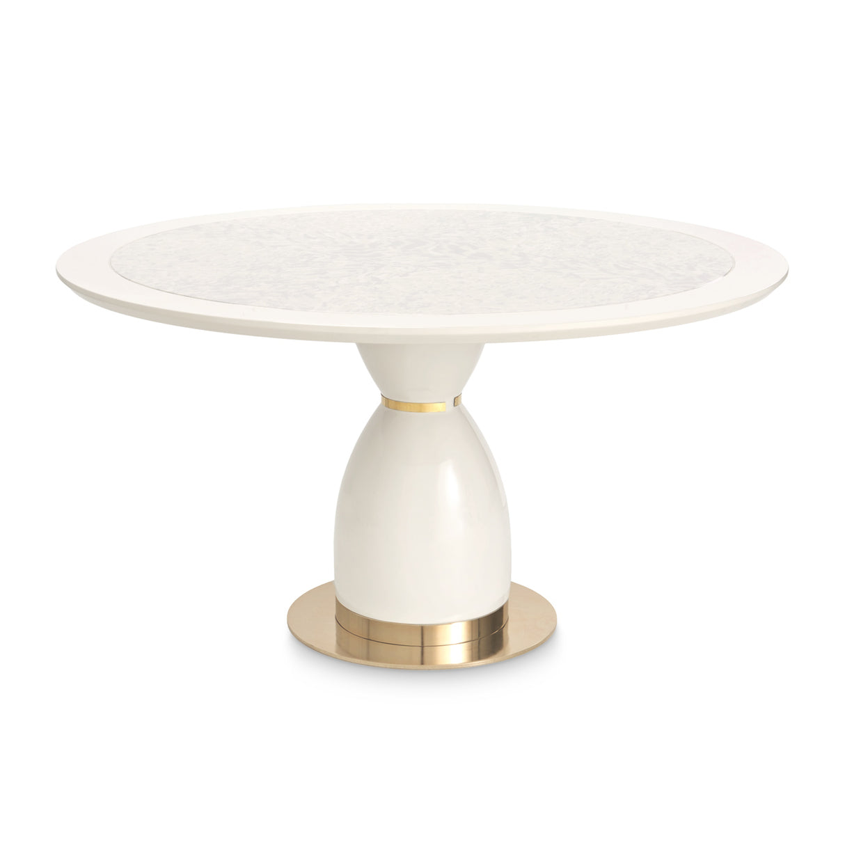 Lisbon Silken Matte Cream Round Dining Table from Michael Amini - Luna Furniture