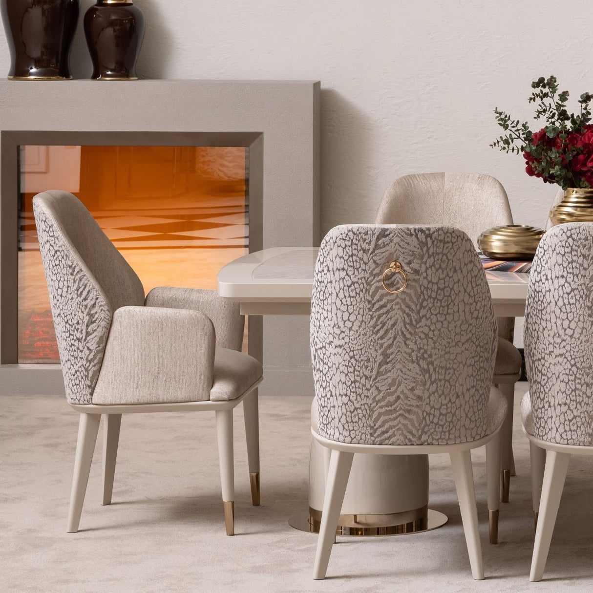 Lisbon Silken Matte Cream Asmb. Arm Chair Silken Matte Cream from Michael Amini - Luna Furniture