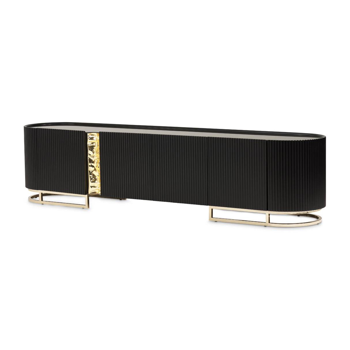 Lisbon Silken Matte Black Media Cabinet from Michael Amini - Luna Furniture