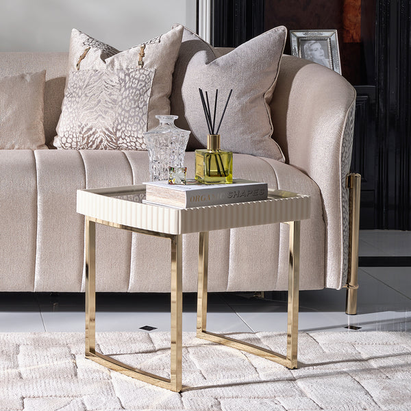 Lisbon Silken Matte Cream Side Table Silken Matte Cream