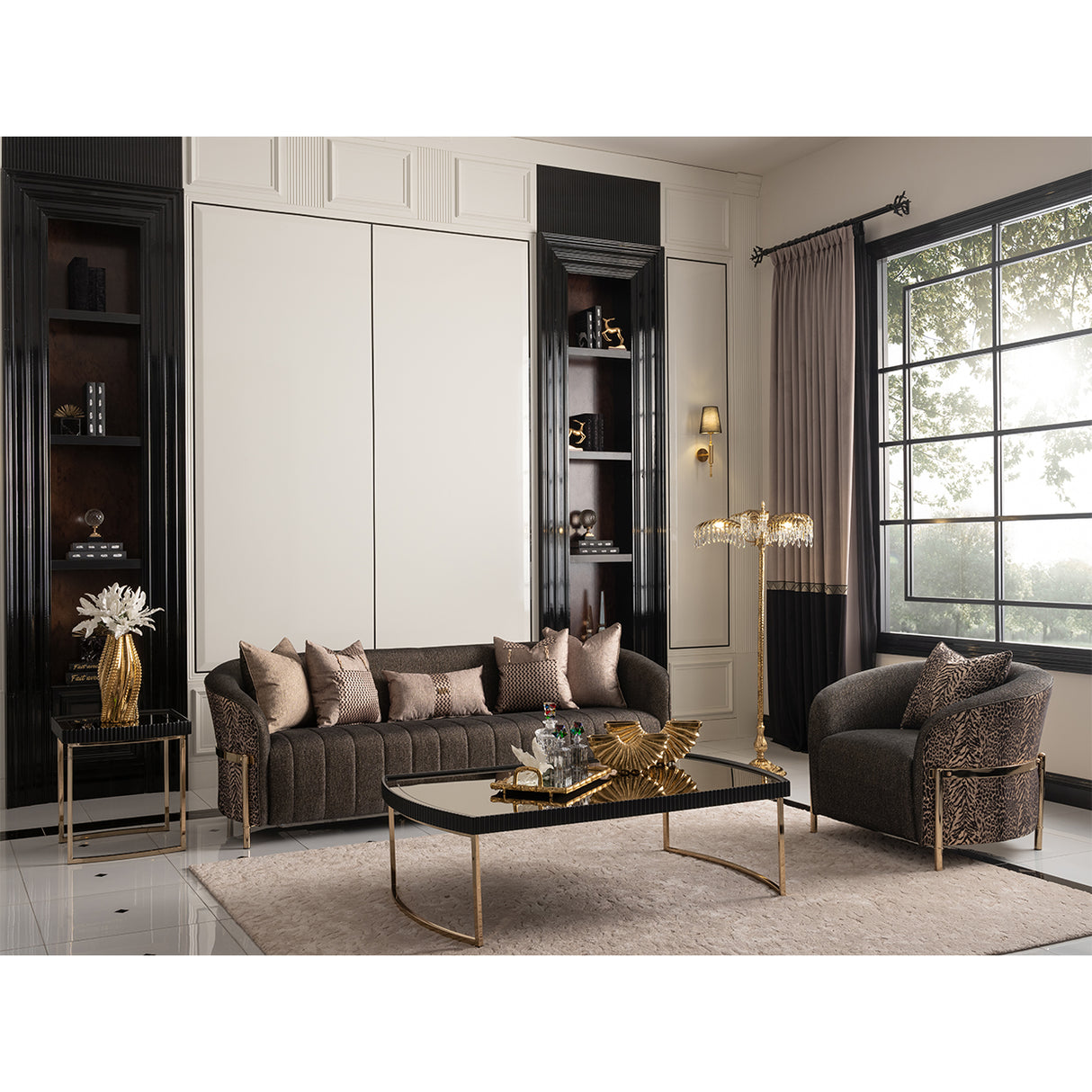Lisbon Silken Matte Black Side Table Silken Matte Black from Michael Amini - Luna Furniture