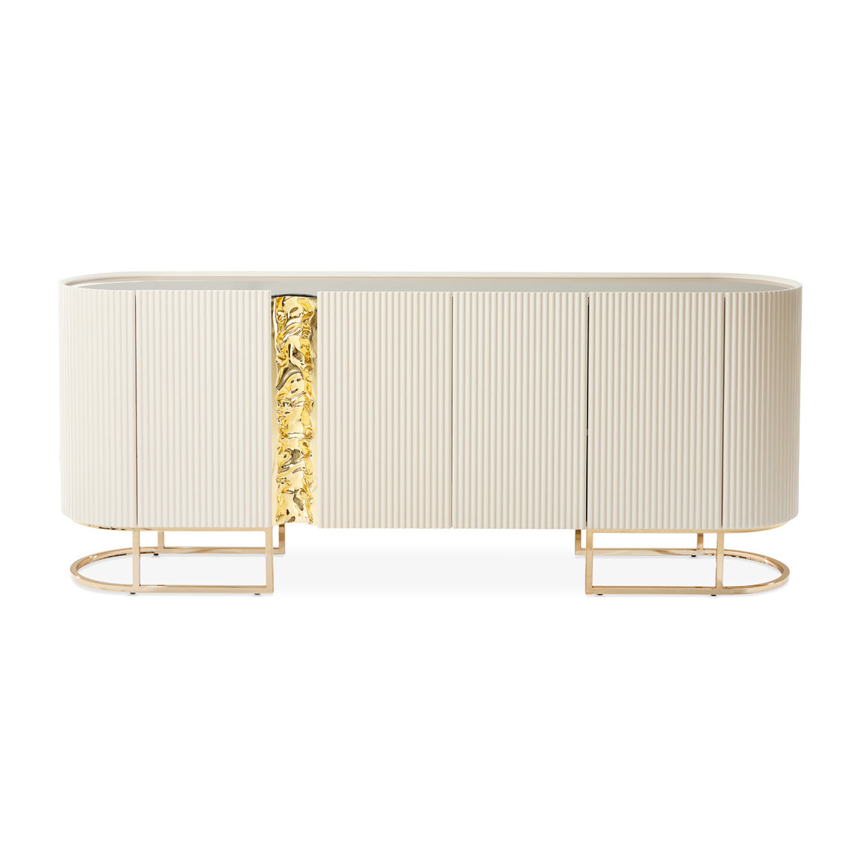 Lisbon Silken Matte Cream Console Table Silken Matte Cream from Michael Amini - Luna Furniture