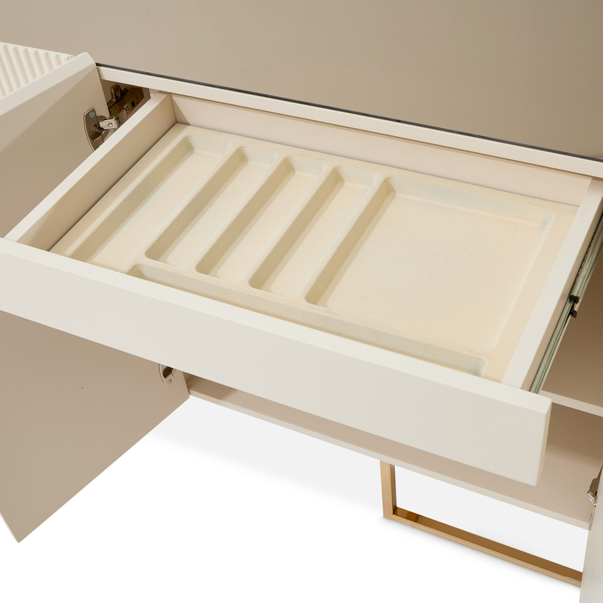Lisbon Silken Matte Cream Console Table Silken Matte Cream from Michael Amini - Luna Furniture