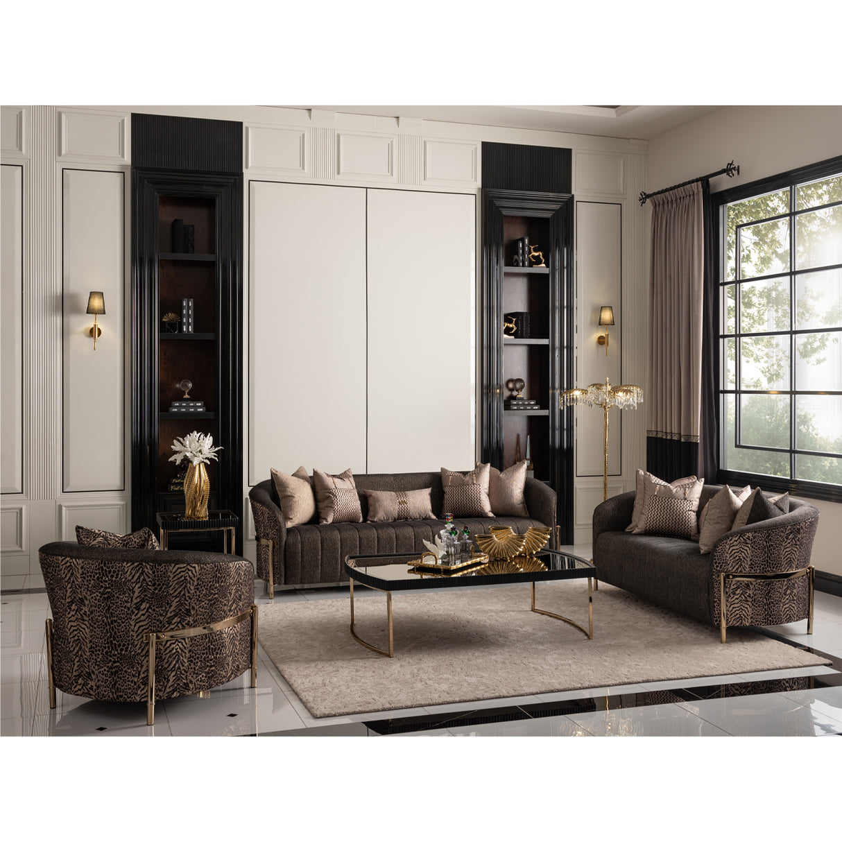 Lisbon Gold Loveseat Onyx Gold from Michael Amini - Luna Furniture