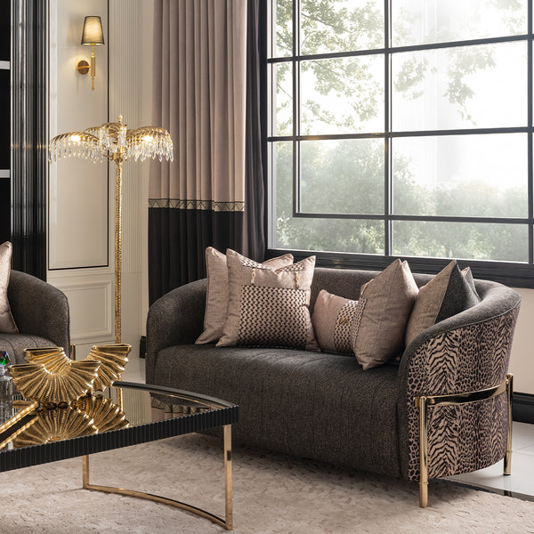 Lisbon Gold Loveseat Onyx Gold
