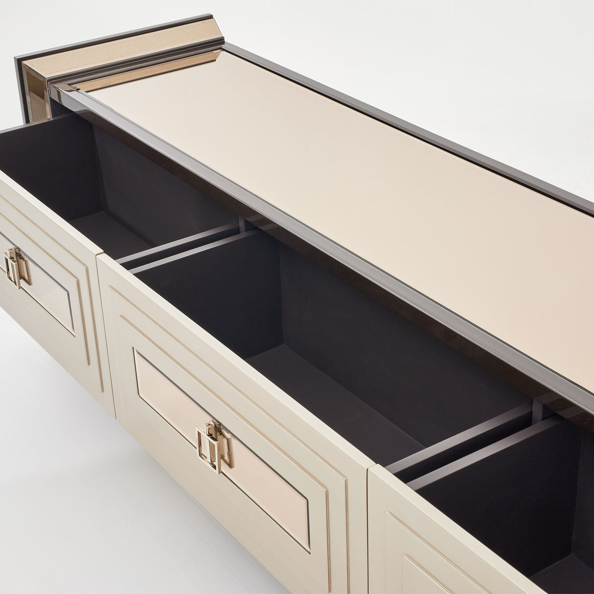 Lousanne Glossy Mocha Sand Media Cabinet from Michael Amini - Luna Furniture