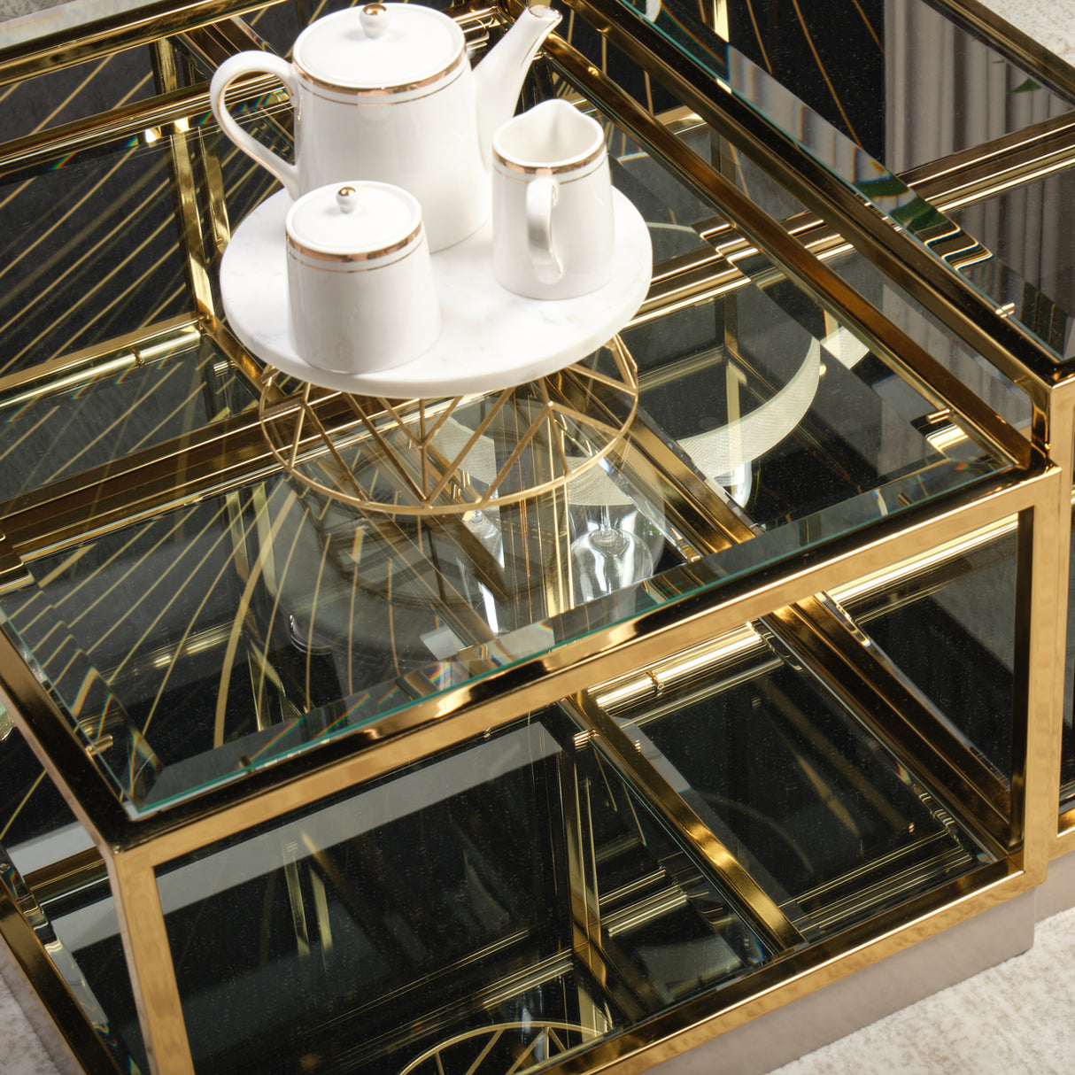 Savannah Breeze Bright Gold Short Cocktail Table - Set Of 2 from Michael Amini - Luna Furniture