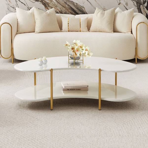 Sassani Pearl White/gold Cocktail Table