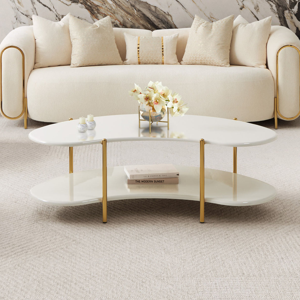 Sassani Pearl White/gold Cocktail Table from Michael Amini - Luna Furniture