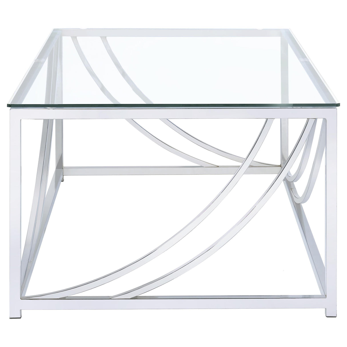 Lille Chrome 2-Piece Glass Top Coffee and End Table Set from Coaster - Luna Furniture