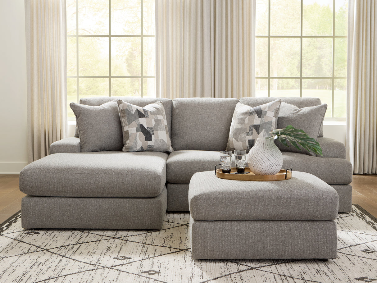 Lindon 2-Piece Sectional with Chaise and Oversized Accent Ottoman in Smoke from Ashley Furniture - Luna Furniture