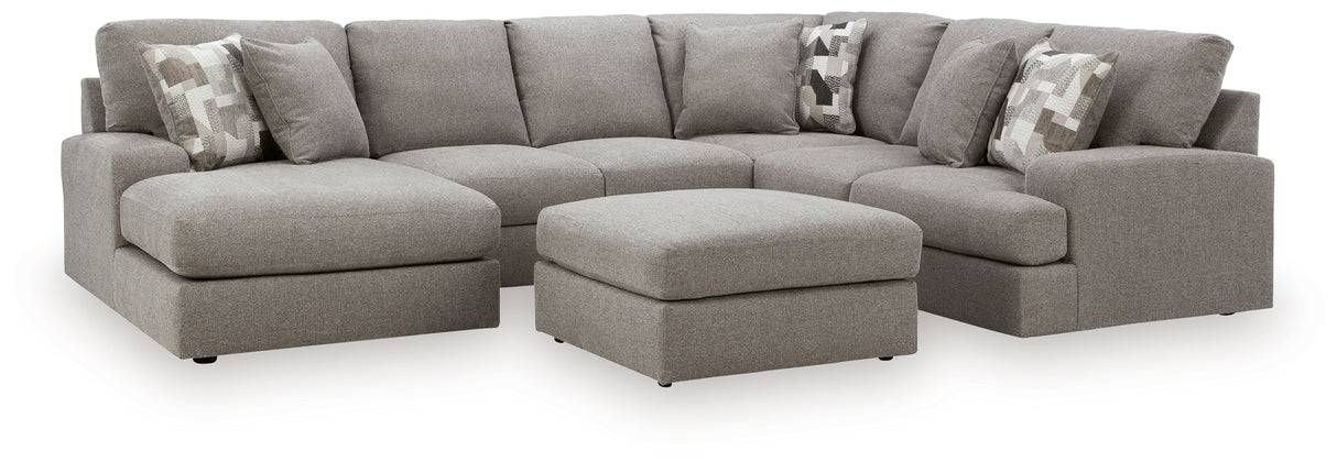Lindon 3-Piece Sectional with Chaise and Oversized Accent Ottoman in Smoke from Ashley Furniture - Luna Furniture