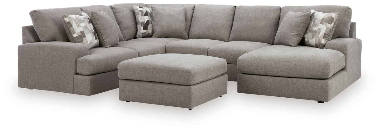 Lindon 3-Piece Sectional with Chaise and Oversized Accent Ottoman in Smoke from Ashley Furniture - Luna Furniture