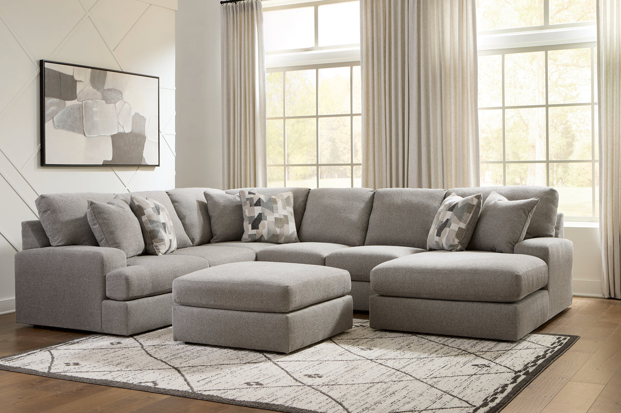 Lindon 3-Piece Sectional with Chaise and Oversized Accent Ottoman in Smoke from Ashley Furniture - Luna Furniture