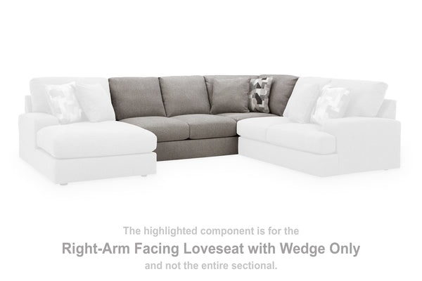 Lindon Smoke Right-Arm Facing Loveseat with Wedge