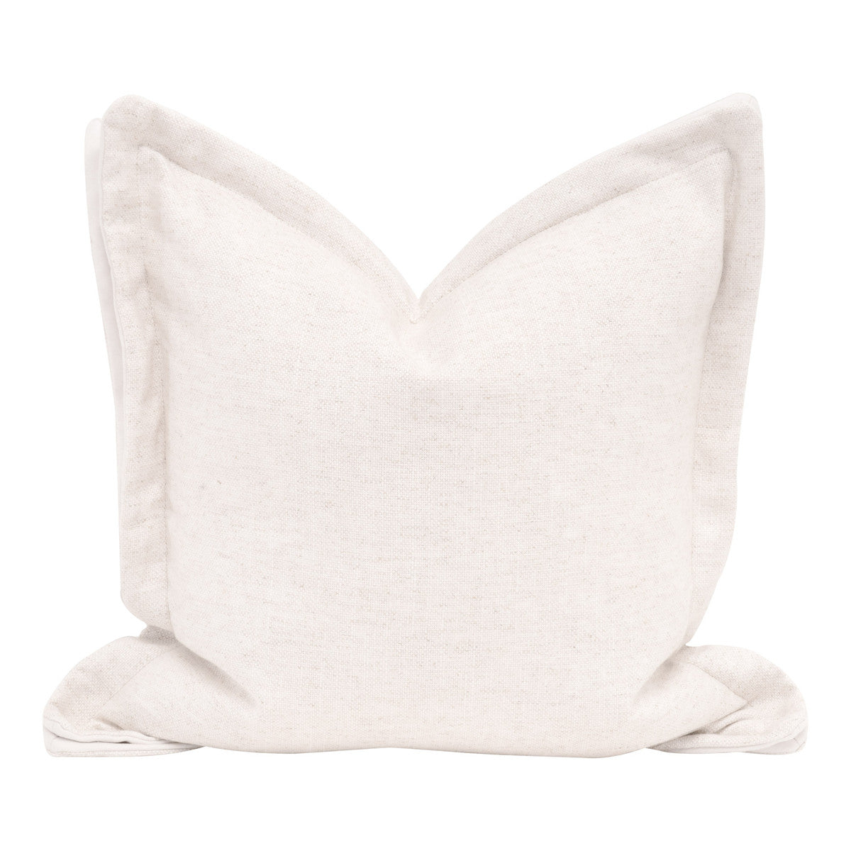 The Little Bit Country 22" Essential Pillow in Performance Textured Cream Linen, Livesmart Machale-Ivory Flange, Set of 2 from Essentials For Living - Luna Furniture