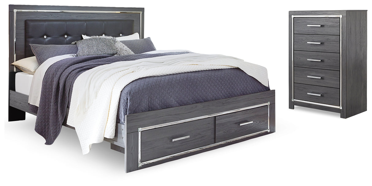 Lodanna Gray King Storage Bed and Chest from Ashley - Luna Furniture