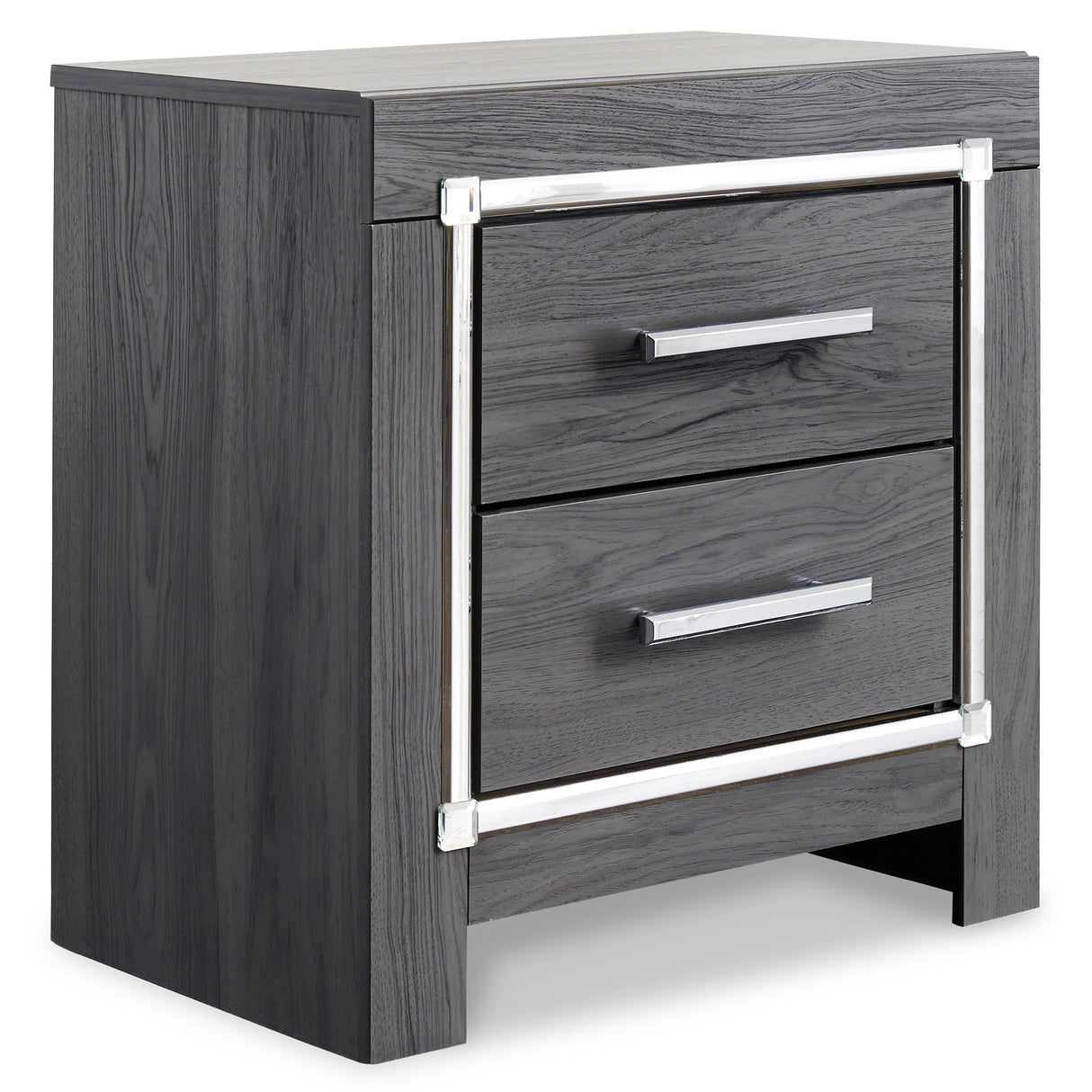 Lodanna Gray King Panel Bed with 2 Storage Drawers with Mirrored Dresser and 2 Nightstands from Ashley Furniture - Luna Furniture