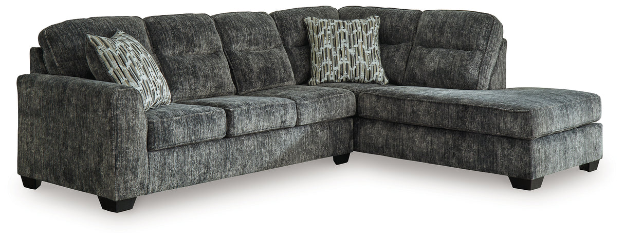 Lonoke Gunmetal 2-Piece Sectional with Ottoman from Ashley - Luna Furniture