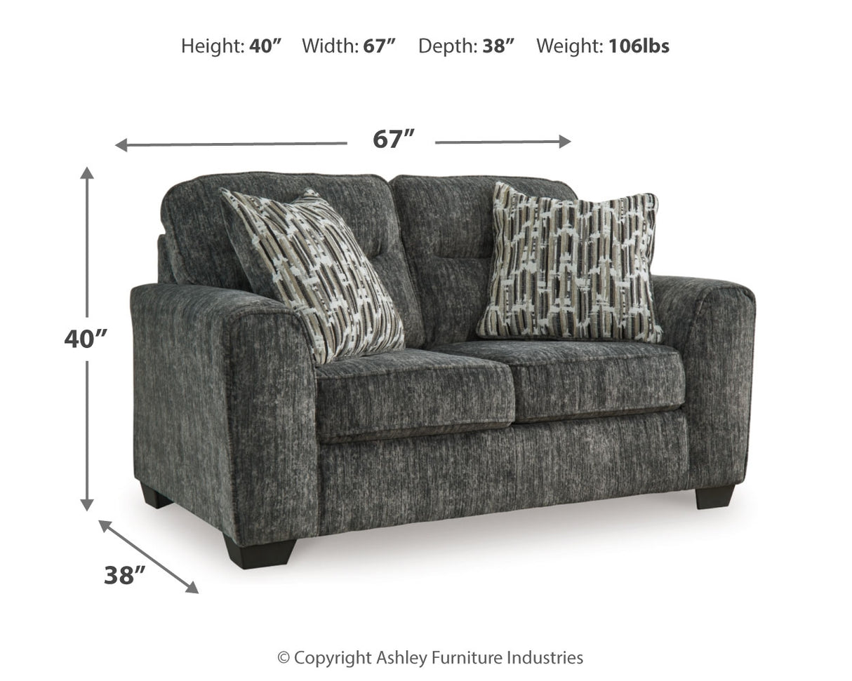 Lonoke Gunmetal 2 Loveseats and Chair from Ashley - Luna Furniture