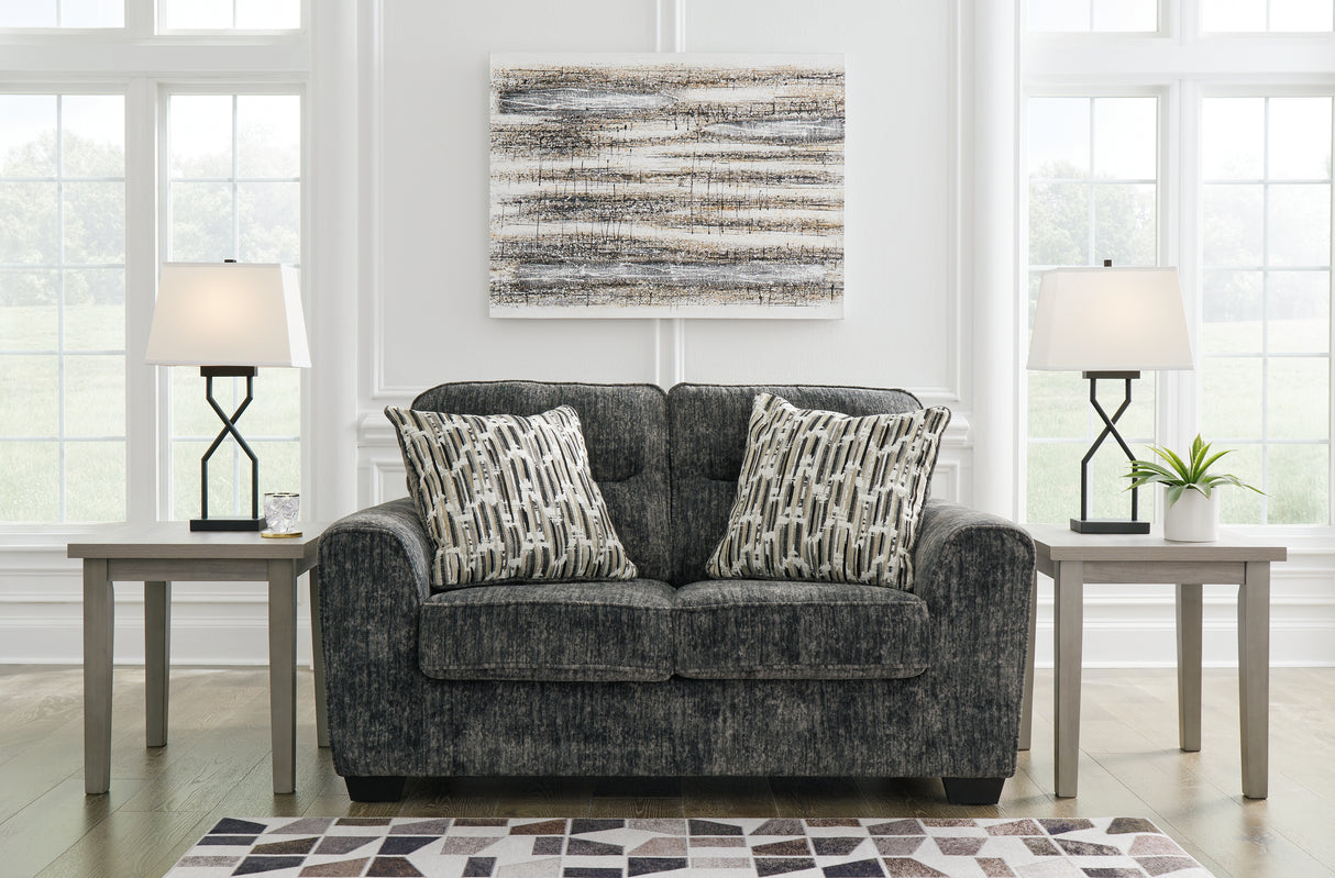 Lonoke Gunmetal 2 Loveseats and Chair from Ashley - Luna Furniture