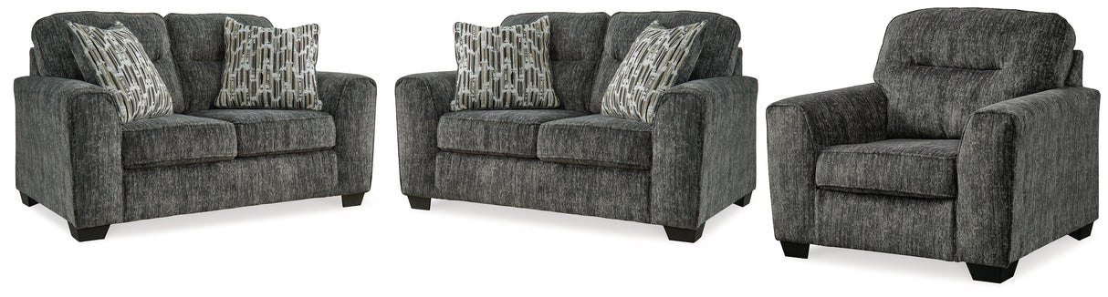 Lonoke Gunmetal 2 Loveseats and Chair from Ashley - Luna Furniture