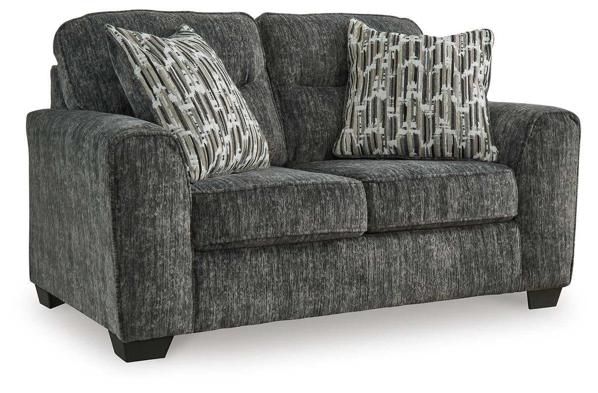 Lonoke Gunmetal 2 Loveseats, Oversized Chair and Ottoman from Ashley - Luna Furniture