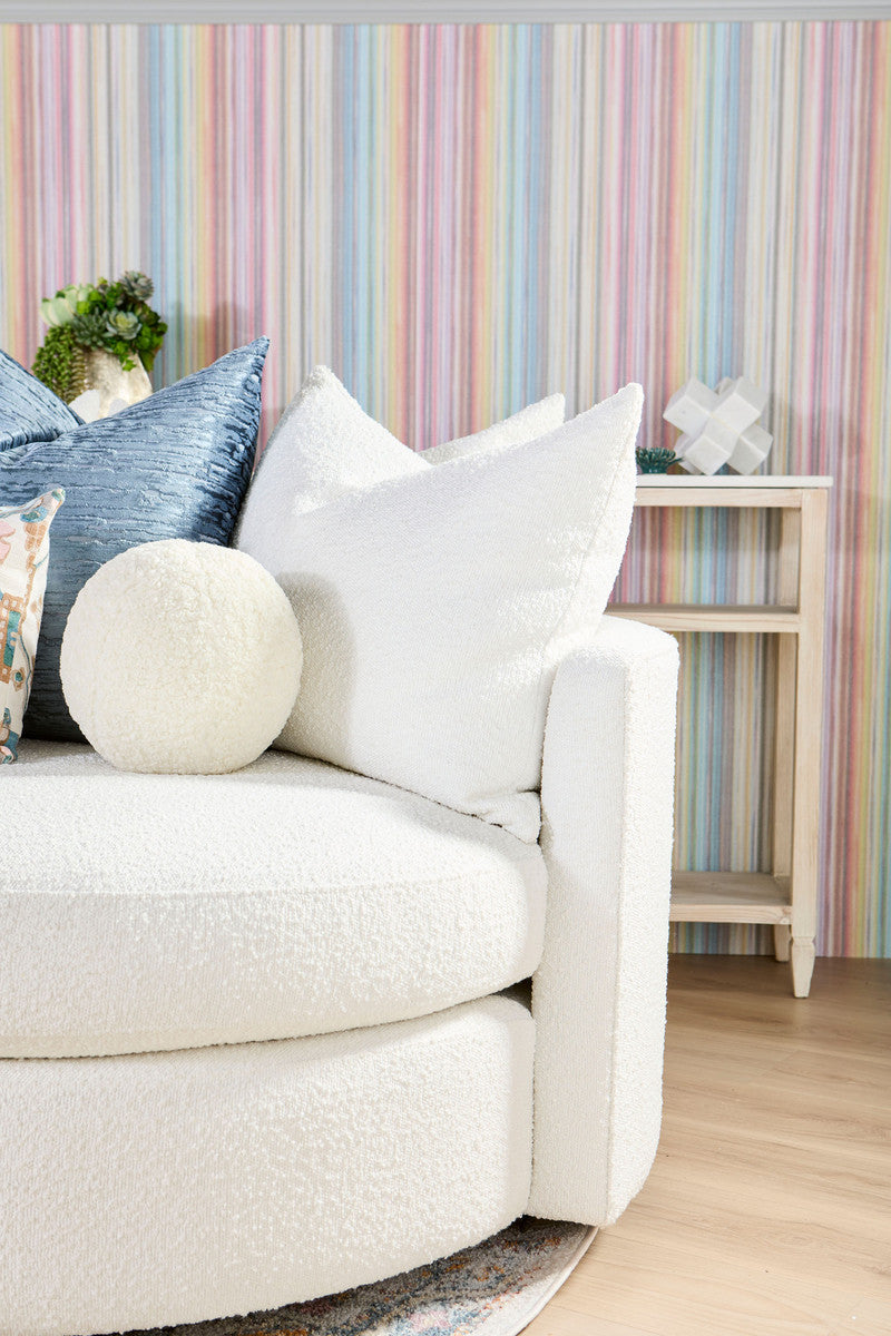 Lourne Grand Swivel Sofa Chair in Livesmart Boucle-Snow from Essentials For Living - Luna Furniture