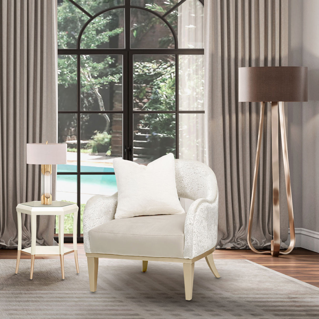 Yvette Medium Champagne Accent Chair Porcini Medium Champagne from Michael Amini - Luna Furniture