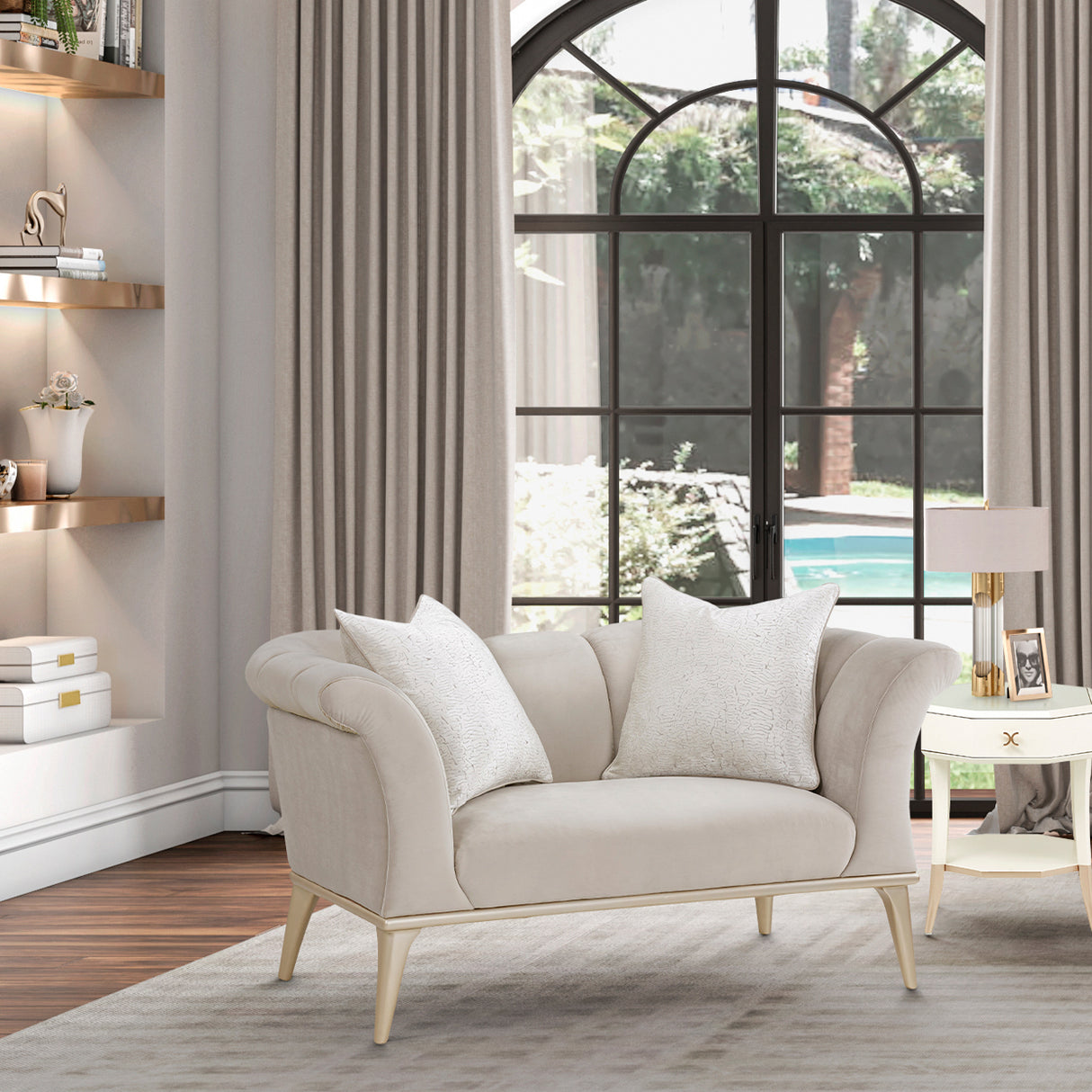Yvette Medium Champagne Chair and Half from Michael Amini - Luna Furniture