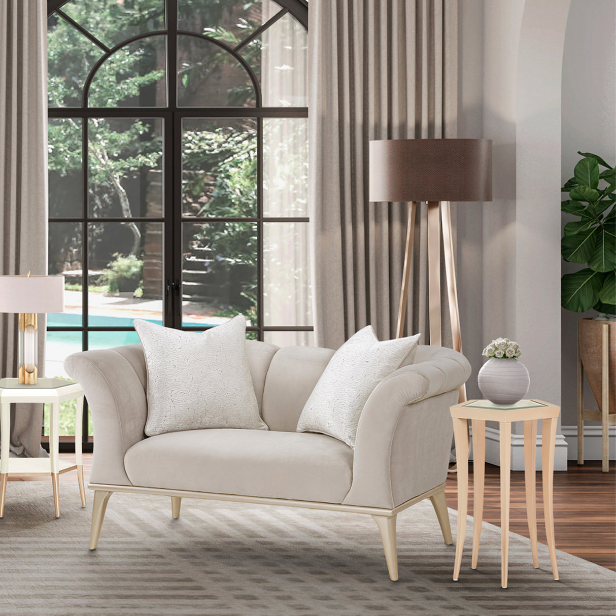 Yvette Medium Champagne Chair and Half from Michael Amini - Luna Furniture