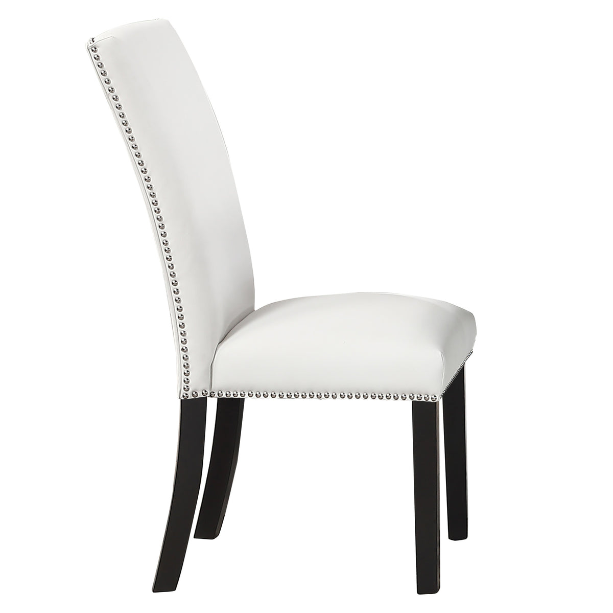 Artemis White/Black 7-Piece White Marble Dining Set with White Vegan Leather Chairs from Steve Silver - Luna Furniture