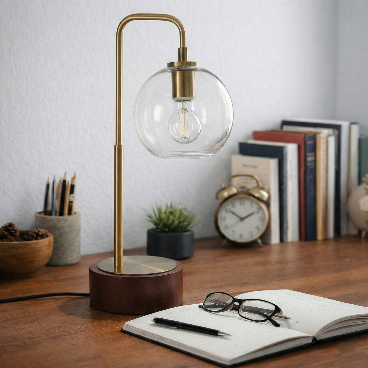 LuxeRay Simple Glass Globe Arched Table Lamp from Ashcroft Furniture - Luna Furniture