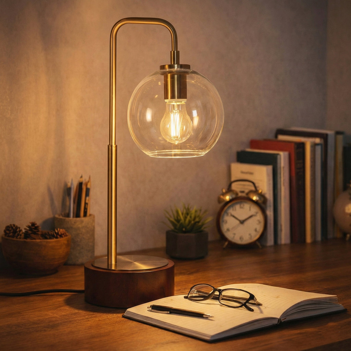LuxeRay Simple Glass Globe Arched Table Lamp from Ashcroft Furniture - Luna Furniture