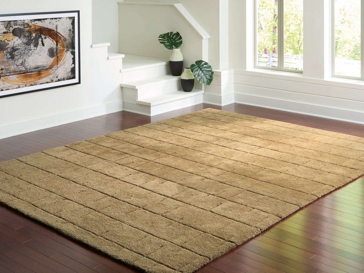 Luzmont Golden Brown Extra Large Rug from Ashley - Luna Furniture
