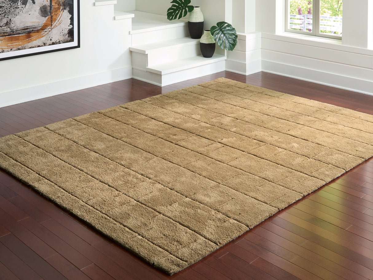 Luzmont Golden Brown Large Rug from Ashley - Luna Furniture