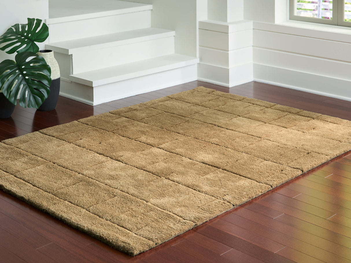Luzmont Golden Brown Medium Rug from Ashley Furniture - Luna Furniture