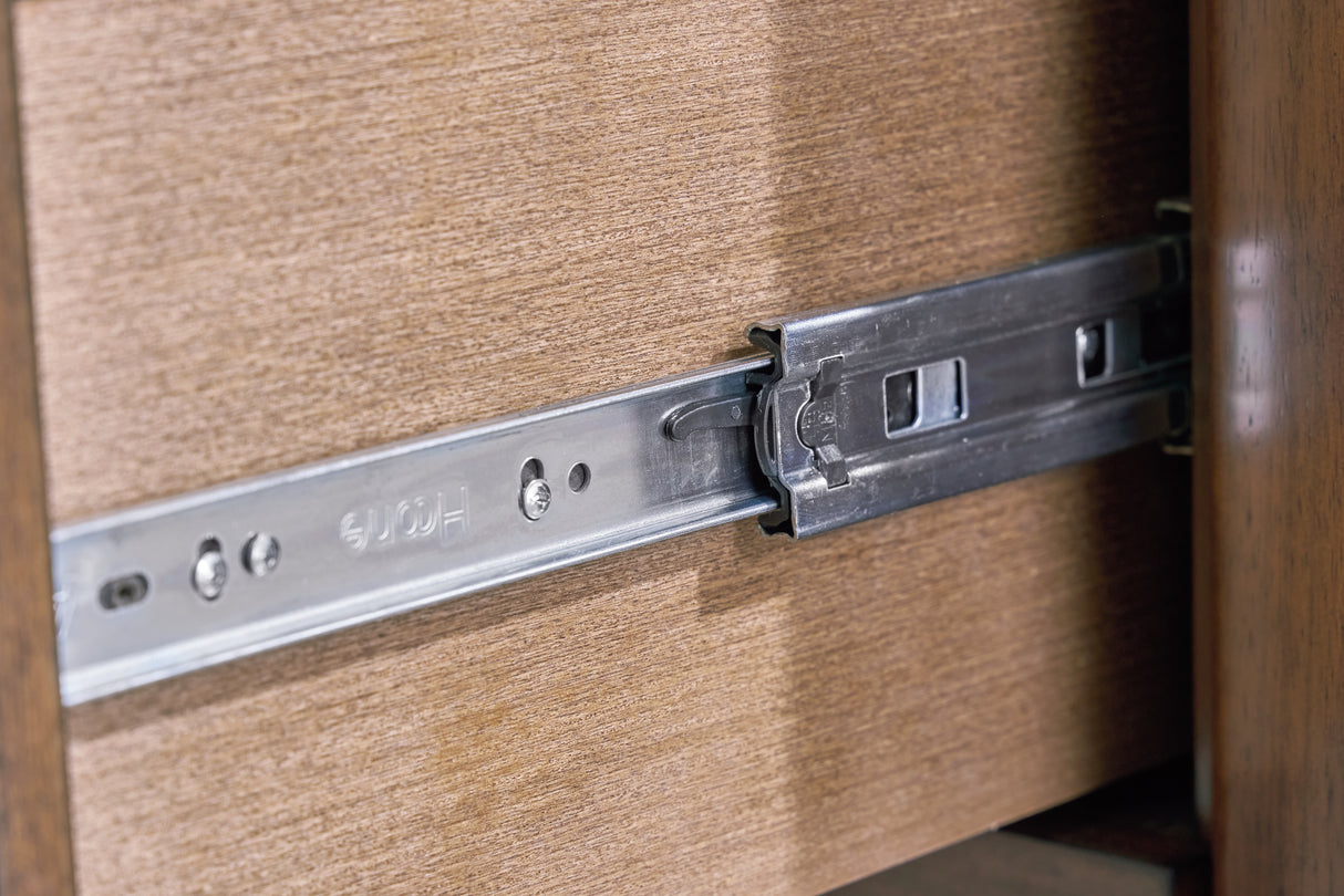 Lyncott Queen Upholstered Bed with Mirrored Dresser, Chest and 2 Nightstands in Brown from Ashley - Luna Furniture