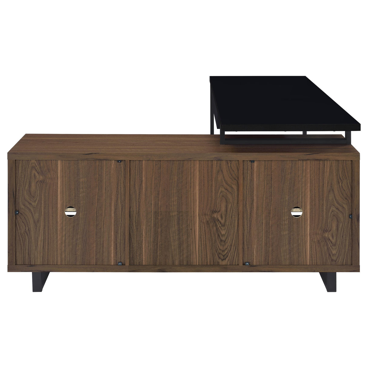 Maddox Black and Walnut L-Shape Office Computer Desk from Coaster - Luna Furniture