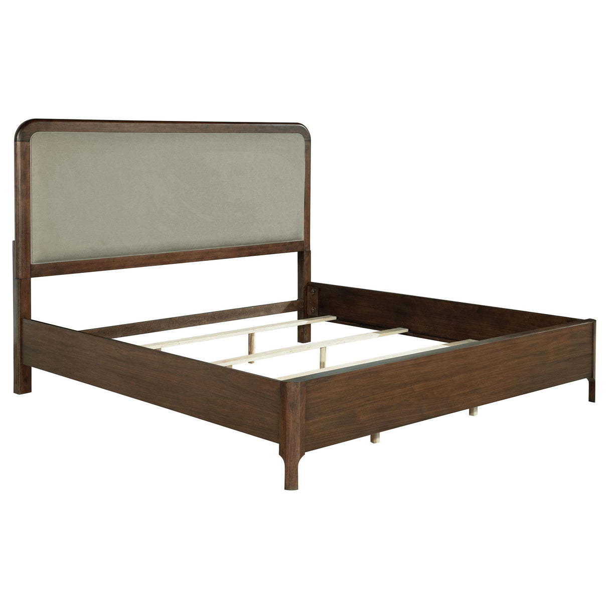 Maderia Walnut 57-inch Upholstered California King Panel Bed from Coaster - Luna Furniture