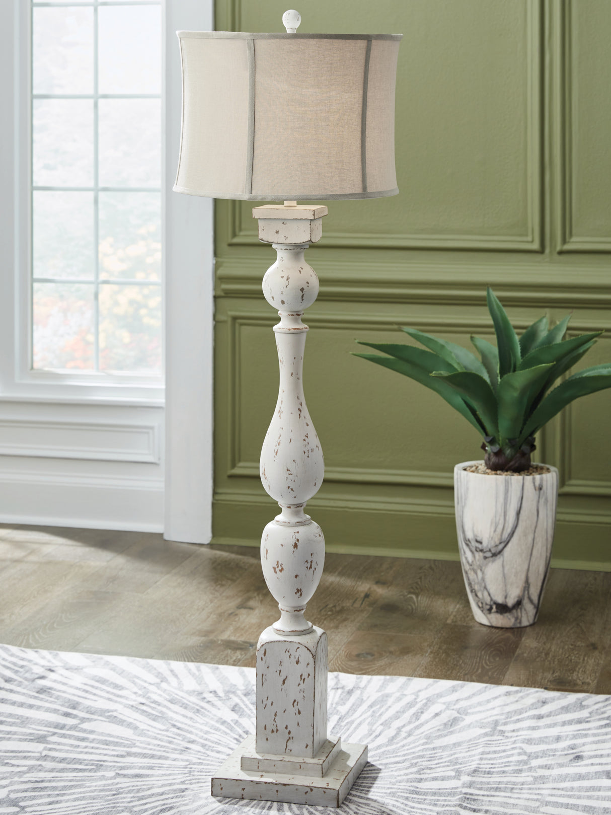 Madsbrook Antique White Floor Lamp from Ashley - Luna Furniture