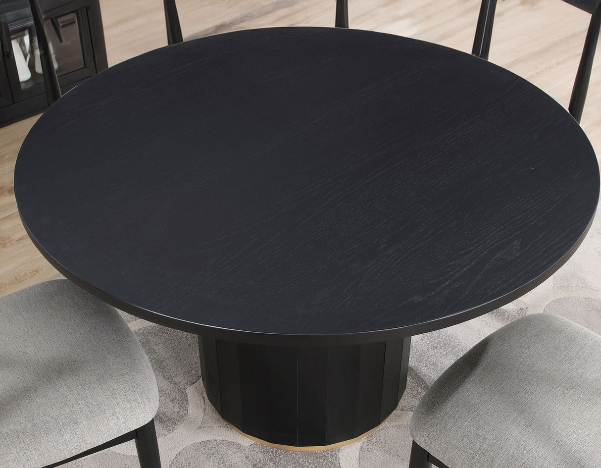 Magnolia Black 5-Piece Round Dining Set with Wooden Seat Chair from Steve Silver - Luna Furniture