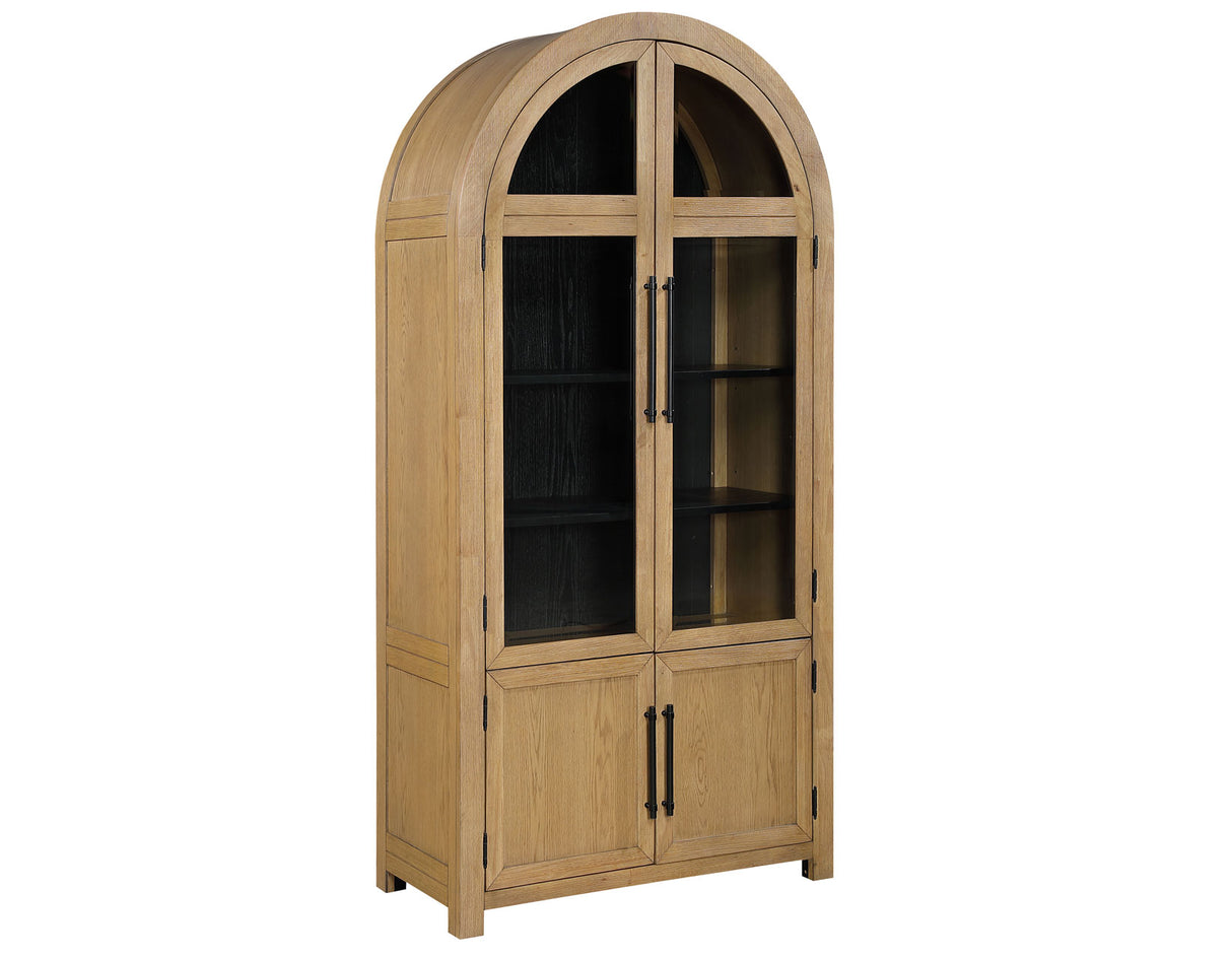 Magnolia Weathered Sand Curio with Black Interior from Steve Silver - Luna Furniture