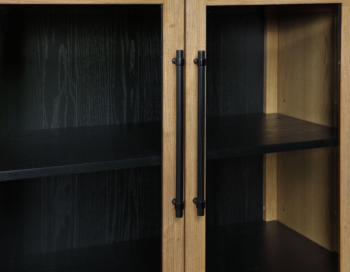 Magnolia Weathered Sand Curio with Black Interior from Steve Silver - Luna Furniture