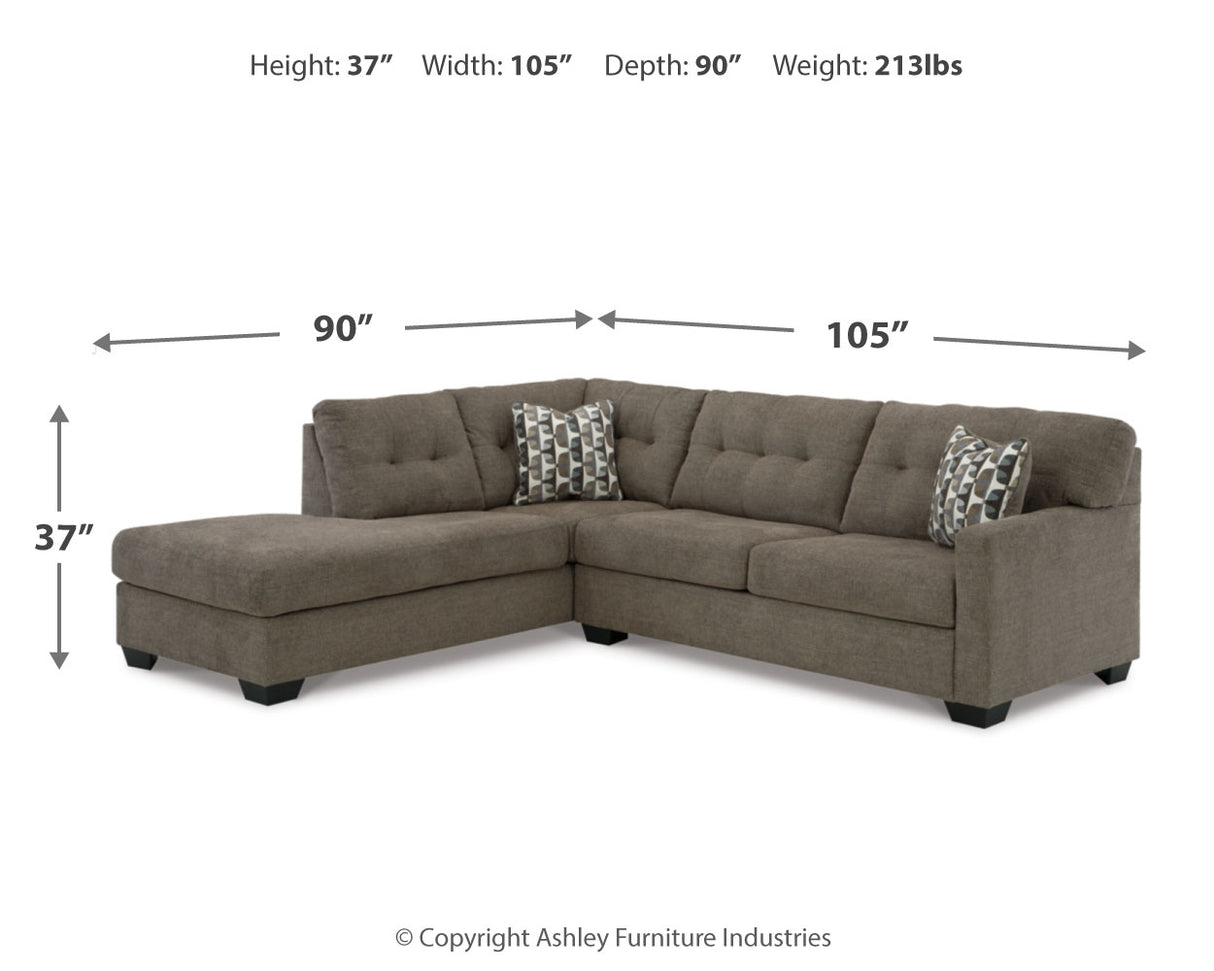 Mahoney Chocolate 2-Piece Sectional with Ottoman from Ashley - Luna Furniture