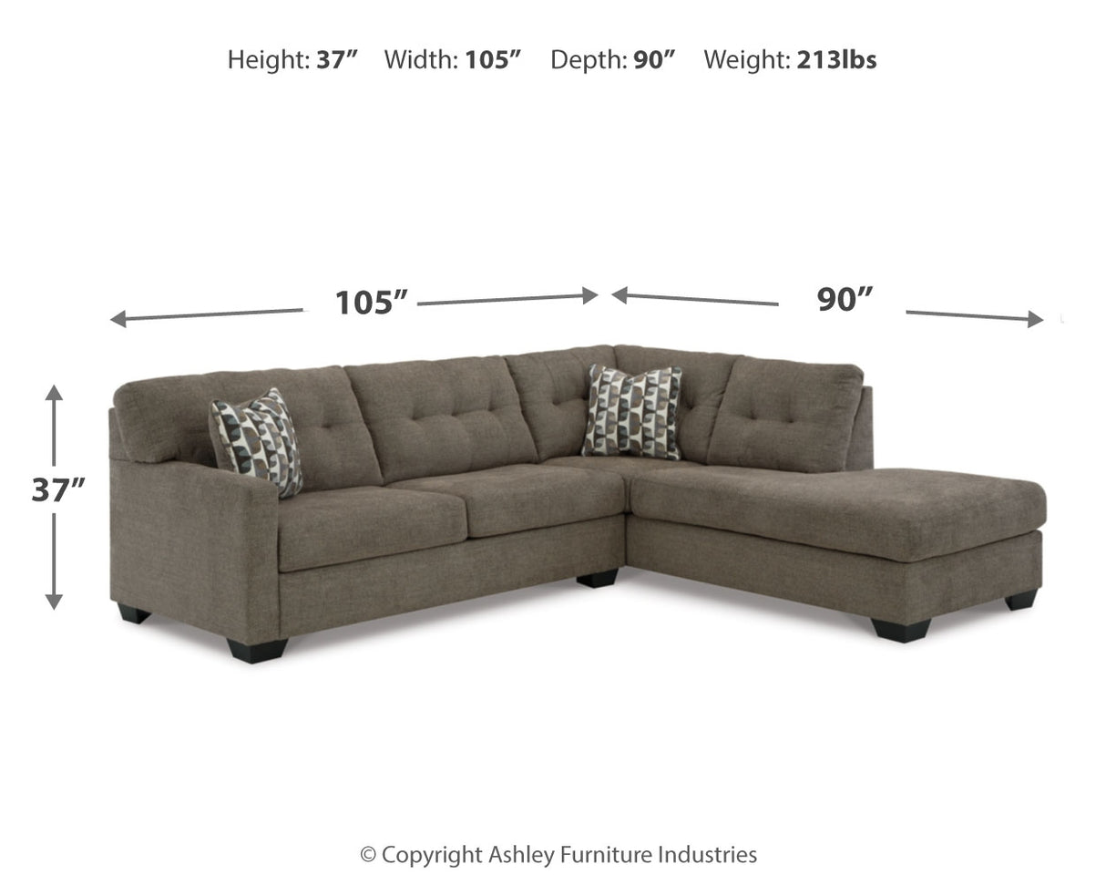 Mahoney Chocolate 2-Piece Sectional with Ottoman from Ashley - Luna Furniture