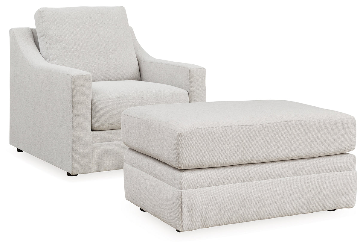 Maitelynn Chair and Ottoman in Chalk from Ashley - Luna Furniture