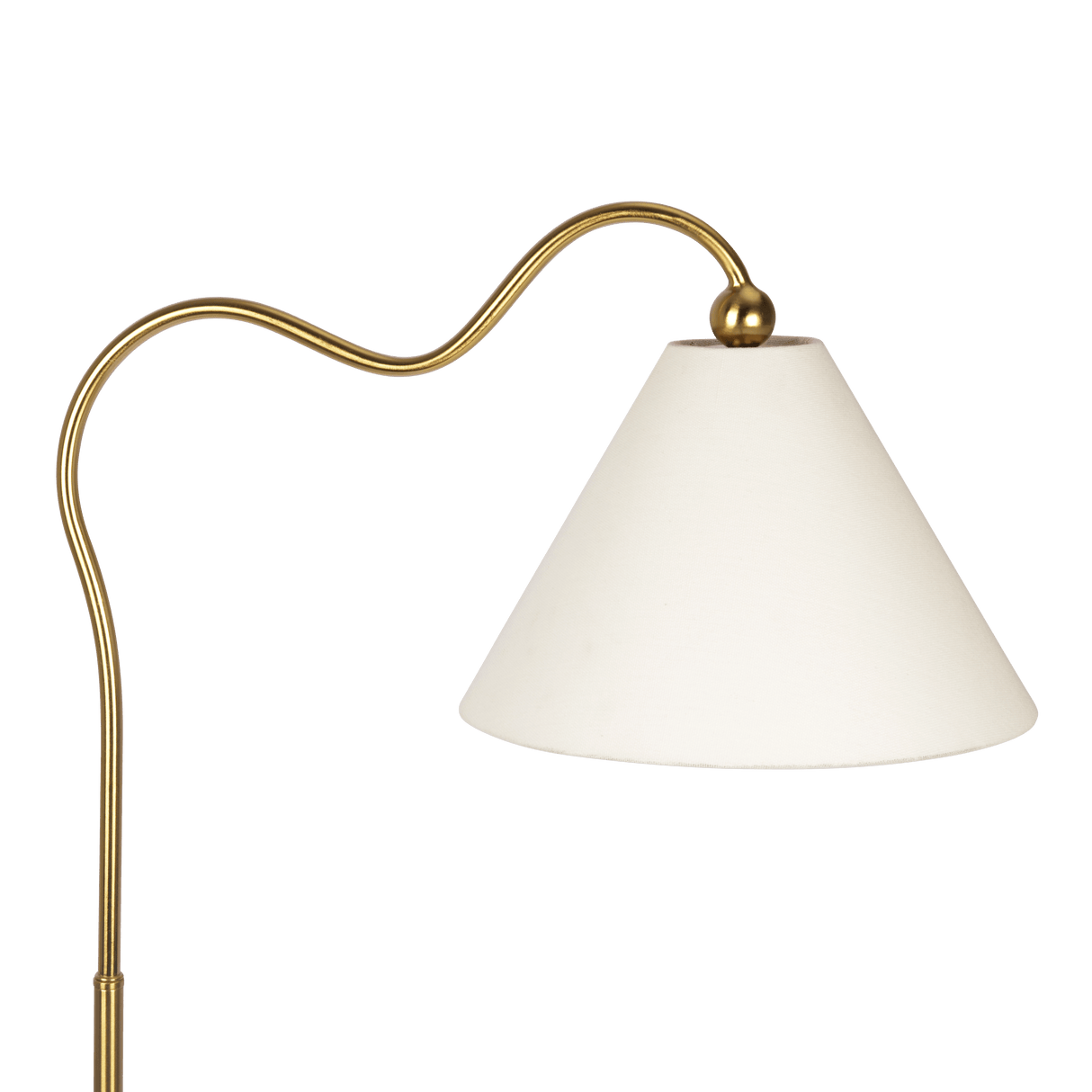 Majestic Brass Ring Base Curved Floor Lamp with Triangle White Drum Shade from Ashcroft Furniture - Luna Furniture